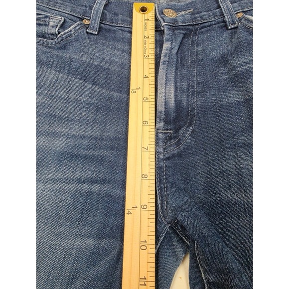 7 For All Mankind Slimmy Jeans Mens Size 33x30 Blue Dark Wash Denim Workwear - Picture 7 of 16